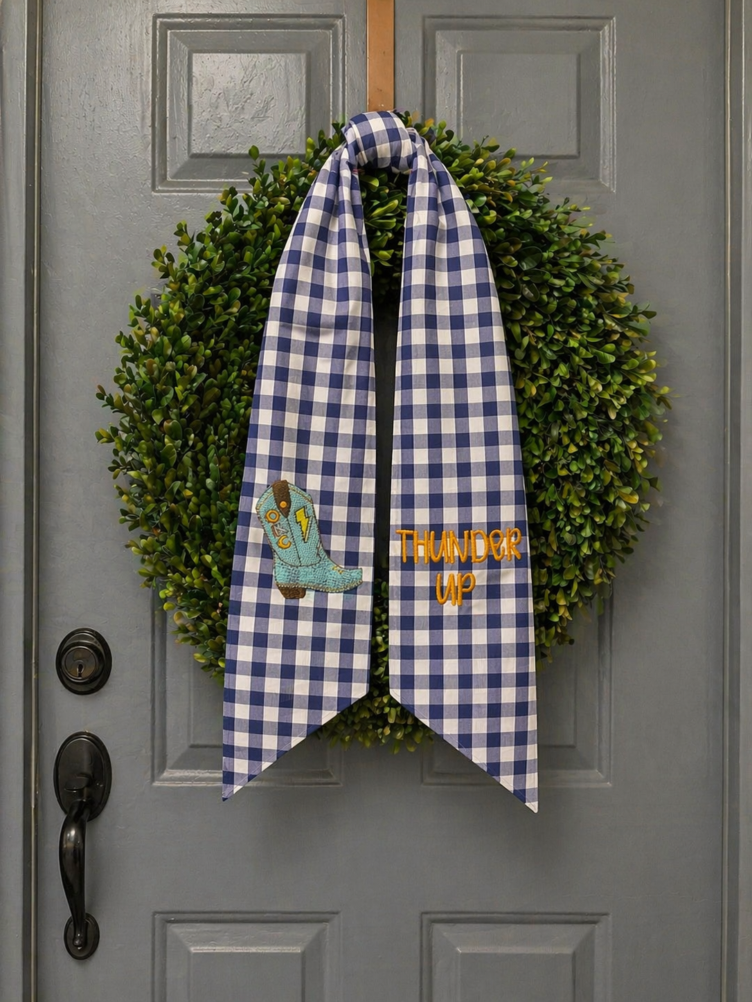 Navy Gingham Boot Thunder Sash