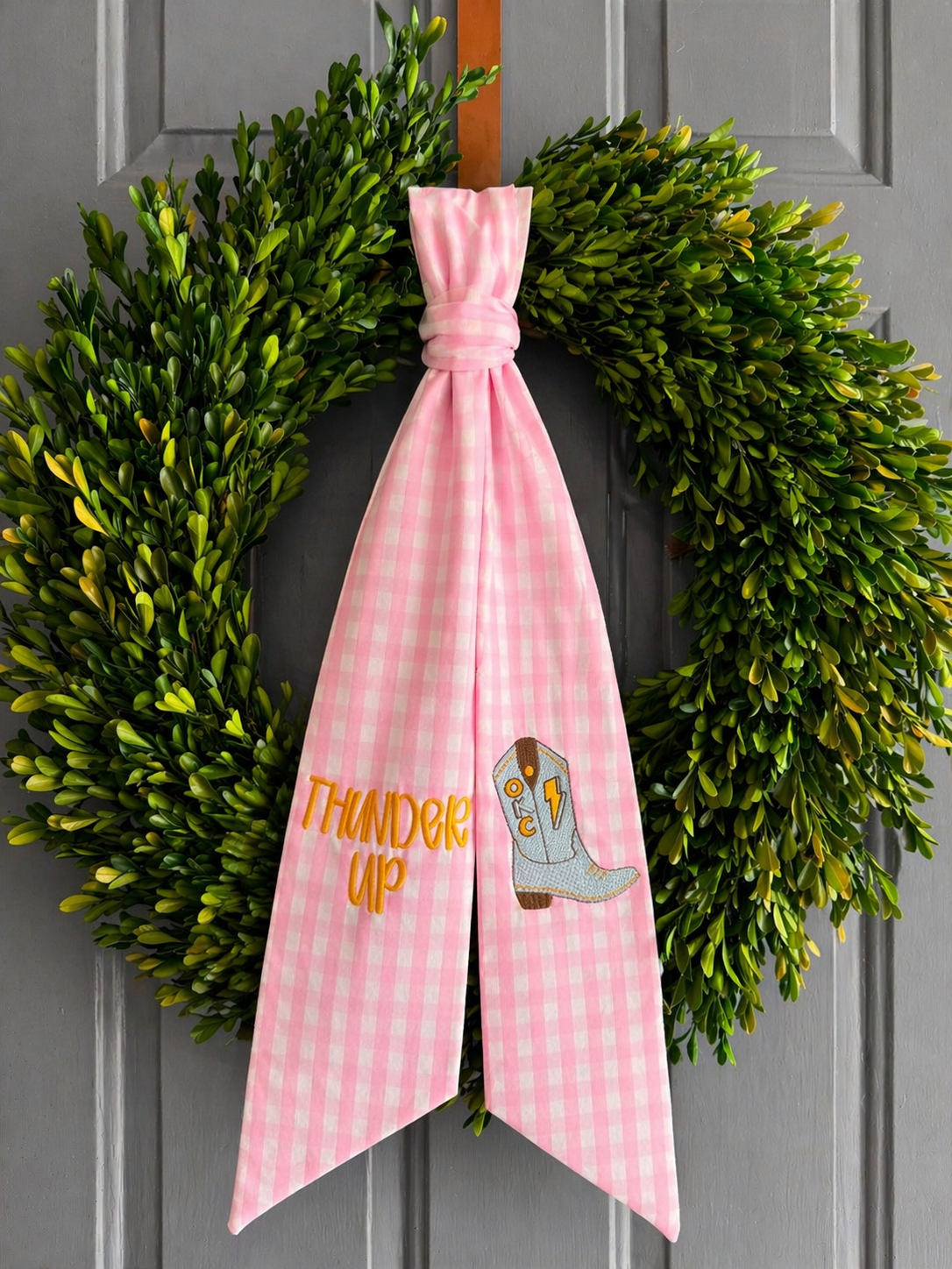 Pink Gingham Boot Thunder Sash