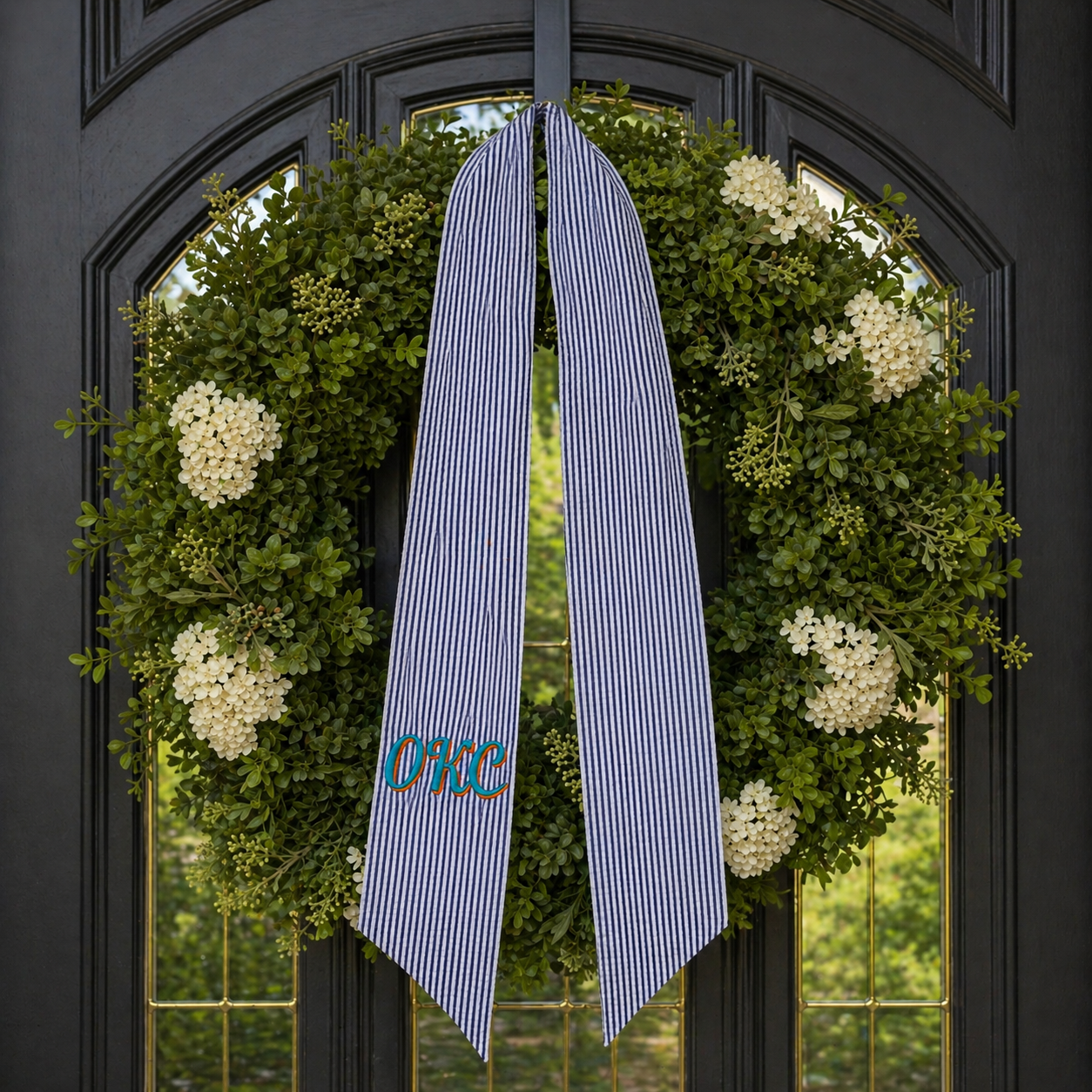 OKC Pinstripe Wreath Sash